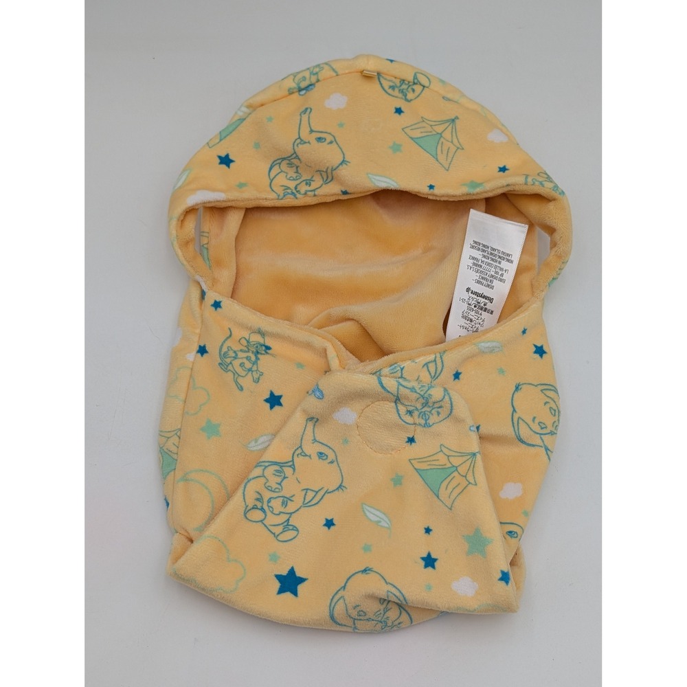 Disney Dumbo Plush Swaddle Wrap Yellow Character Print Hooded Stuffed Animal